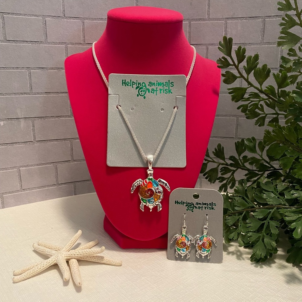 Helping Animals sponsored turtle theme necklace set